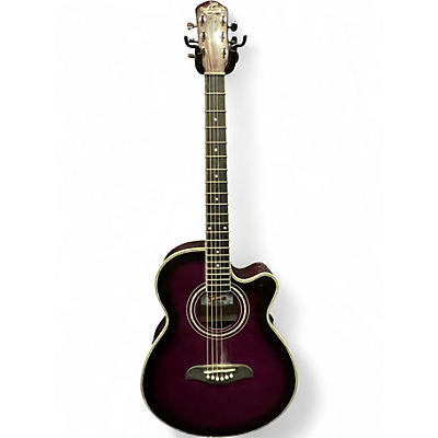 Used Oscar Schmidt OG10CEF Trans Purple Acoustic Electric Guitar