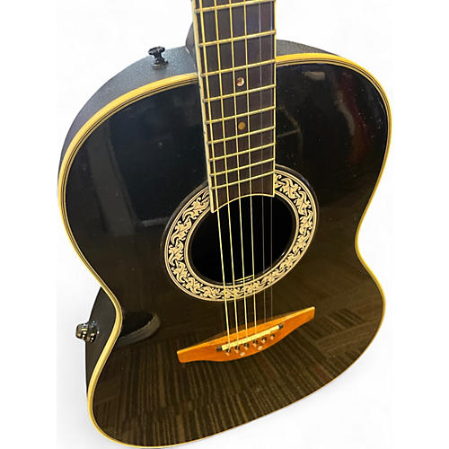 Used Ovation 1517D Elite Black Acoustic Electric Guitar Black