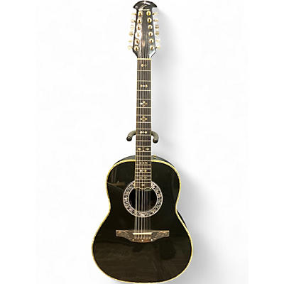 Used Ovation 1759 Custom Legend Black 12 String Acoustic Electric Guitar