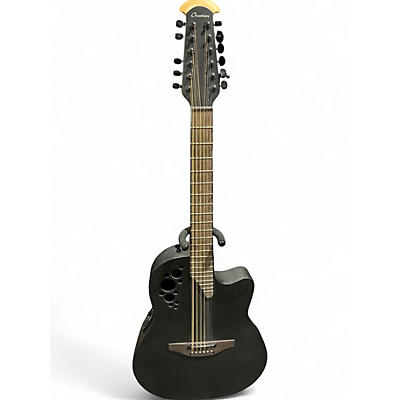 Used Ovation 2058TX Elite Black 12 String Acoustic Electric Guitar