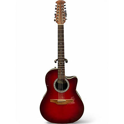 Used Ovation 6751 Standard Balladeer Red Burst 12 String Acoustic Electric Guitar