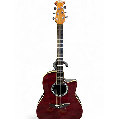 Used Ovation AE128 Trans Red Acoustic Electric Guitar