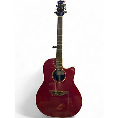 Used Ovation CC24 Celebrity Crimson Red Trans Acoustic Electric Guitar