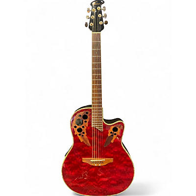Used Ovation CC44 CELEBRITY Candy Red Burst Acoustic Electric Guitar