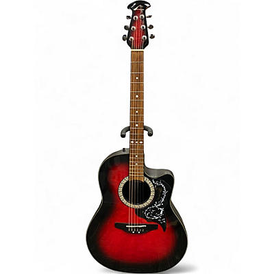 Used Ovation CK047 Celebrity Red to Black Fade Acoustic Electric Guitar