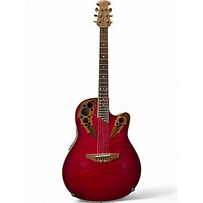 Used Ovation CS257 Celebrity Red Acoustic Electric Guitar