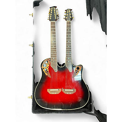 Used Ovation CSE225 Celebrity Double Neck Crimson Red Burst Acoustic Electric Guitar