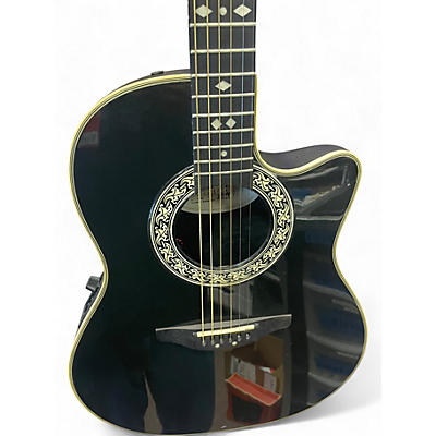Used Ovation Custom Balladeer Black Acoustic Electric Guitar