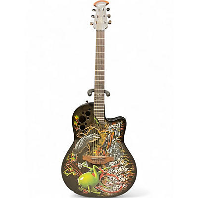 Used Ovation Dj Ashba Boneyard artist signature limited Dja34 Dem Black and Green Acoustic Guitar