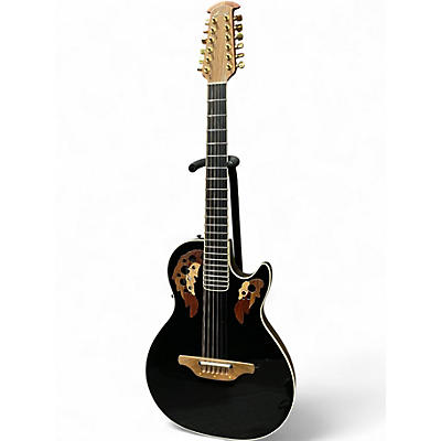 Used Ovation EA58-5 Black 12 String Acoustic Electric Guitar