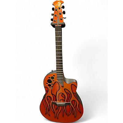 Used Ovation GCXT Orange Flame Acoustic Electric Guitar