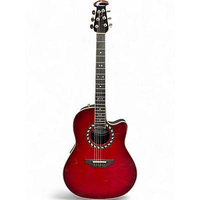 Used Ovation Legend 2077AX Trans Red Acoustic Electric Guitar