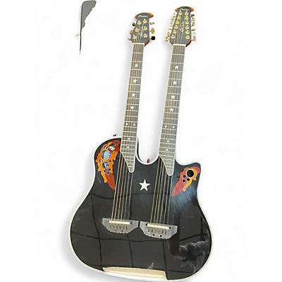 Used Ovation RSE 225-5 DOUBLE NECK Black Acoustic Electric Guitar
