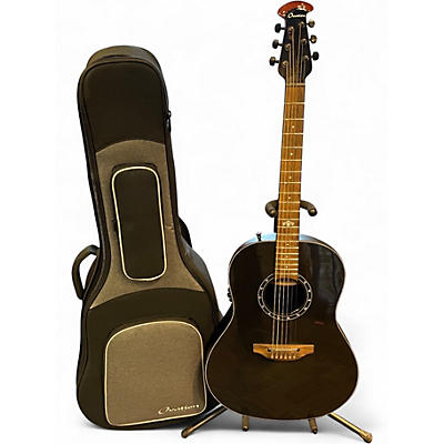 Used Ovation ULTRA 1516PBM PITCH BLACK Acoustic Electric Guitar