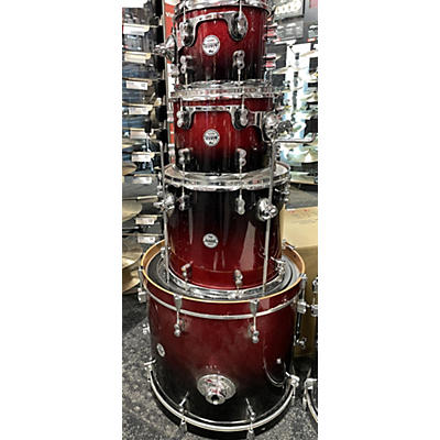 Used PDP By DW 4 piece Concept Maple Red To Black Fade Drum Kit