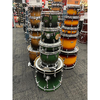 Used PDP By DW 5 piece MX5 ALL MAPLE GREEN TO BLACK FADE Drum Kit