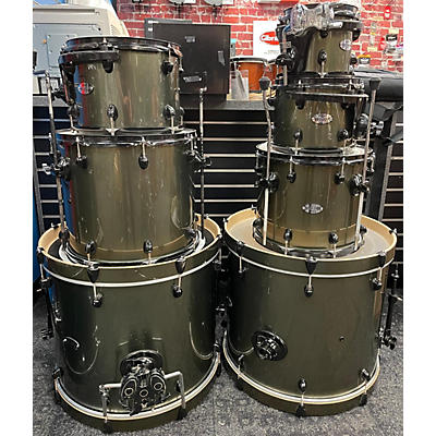 PDP Used PDP By DW 7 piece Double Drive Drum Set Army Green Drum Kit