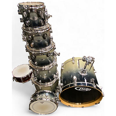 PDP Used PDP By DW 7 piece X7 BLACK & SILVER SPARKLE FADE Drum Kit