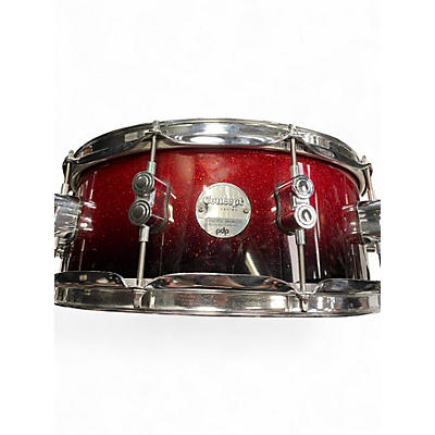 Used PDP by DW 14X5.5 Concept Series Snare RED SPARKLE Drum