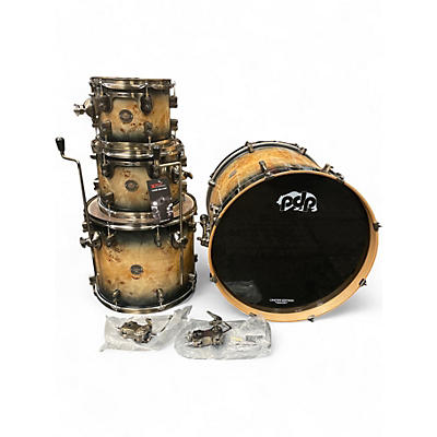 Used PDP by DW 4 Piece Limited Edition Concept Maple Mapa Burl to Black Burst  Drum Kit