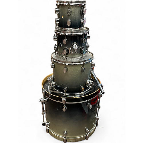 Used PDP by DW 4 Piece X7 Black and Silver Drum Kit Black and Silver