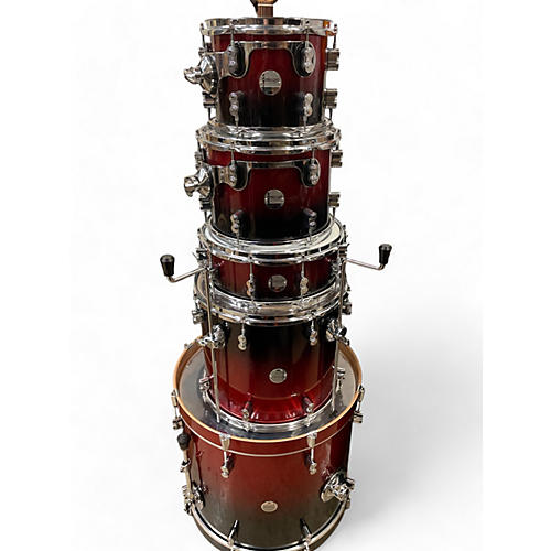 Used PDP by DW 5 Piece Concept Series Red to Black Fade Drum Kit Red to Black Fade