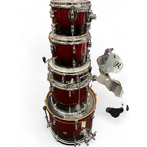 Used PDP by DW 5 Piece Concept Series Red to Black Fade Drum Kit Red to Black Fade