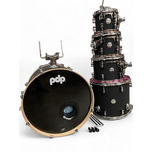 Used PDP by DW 5 Piece Concept Series Satin Black Drum Kit Satin Black