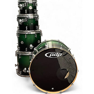 Used PDP by DW 5 Piece Platinum Series 5 Piece Green Fade Drum Kit