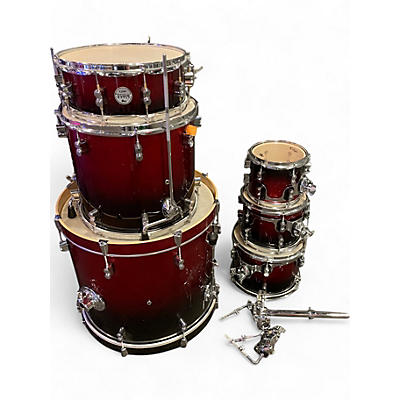 PDP Used PDP by DW 6 Piece Concept Maple Red To Black Sparkle Fade Drum Kit