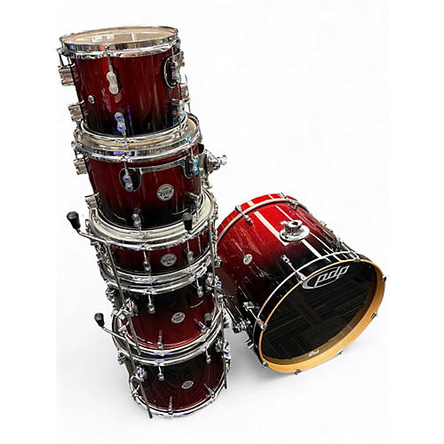 Used PDP by DW 6 Piece Concept Series Red Burst Drum Kit Red Burst