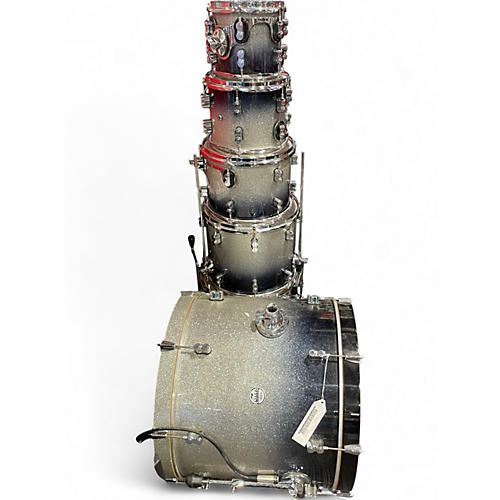 Used PDP by DW 6 Piece Concept Series SILVER TO BLACK FADE Drum Kit SILVER TO BLACK FADE