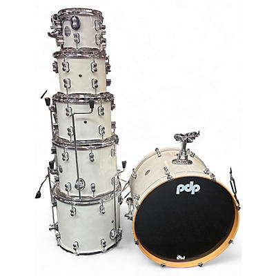 Used PDP by DW 6 Piece Concept Series White sparkle Drum Kit