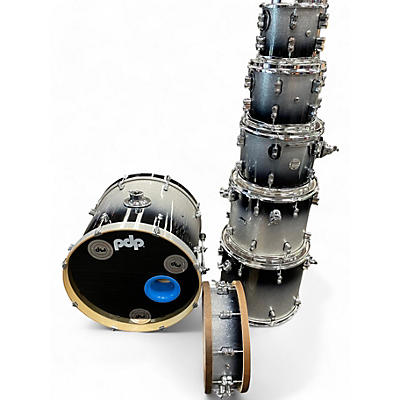 Used PDP by DW 7 Piece Concept Maple 7-Piece Shell Pack  Silver to Black Fade Drum Kit