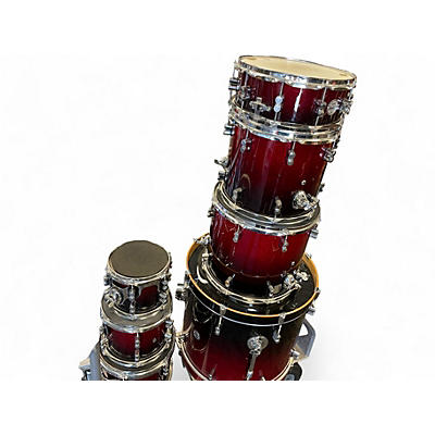 Used PDP by DW 7 Piece Concept Series Red to Black Fade Drum Kit