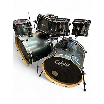 Used PDP by DW 7 Piece Double Drive series shell pack. Gun Metal Green Drum Kit