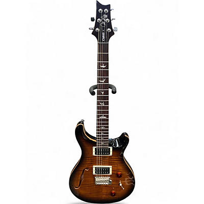 Used PRS SE Custom 22 Semi-Hollowbody Black Gold Sunburst Hollow Body Electric Guitar