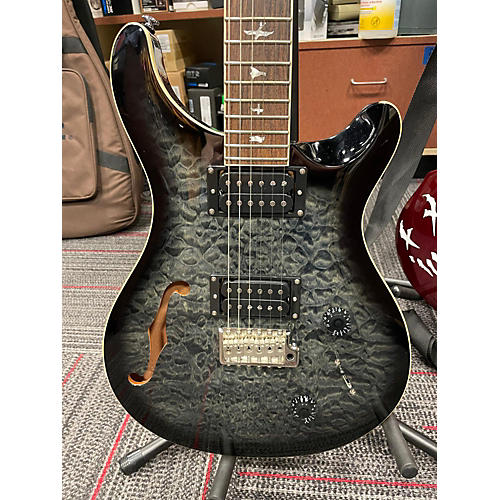 PRS Used PRS SE Custom 22 Semi-Hollowbody Black Quilt Hollow Body Electric Guitar Black Quilt