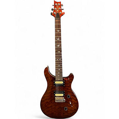 Used PRS SE Custom 24 Black Gold Quilt Solid Body Electric Guitar