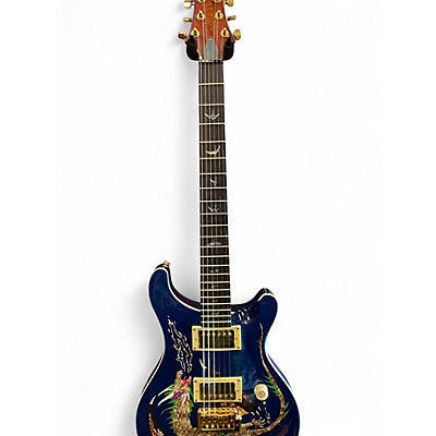 Used PRS SE Custom 24 Blue Ghost Flames Solid Body Electric Guitar