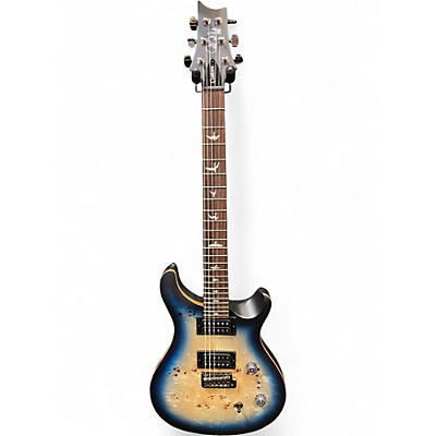 Used PRS SE Custom 24 Exotic 24 08 Poplar Burl Lake Blue Midnight Burst Solid Body Electric Guitar