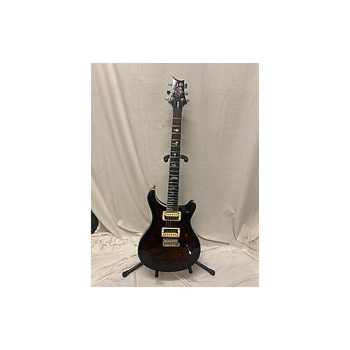 PRS Used PRS SE Custom 24 Quilted Carved Top Black Gold Solid Body Electric Guitar Black Gold