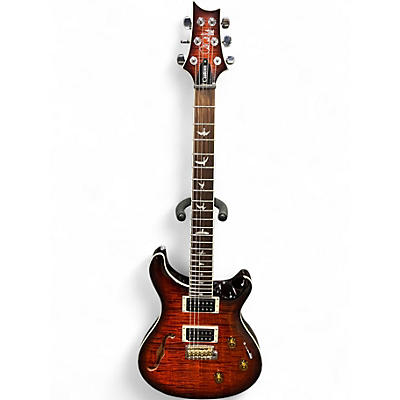 Used PRS SE Custom 24 Semi-Hollow Piezo Orange Tiger Burst Hollow Body Electric Guitar