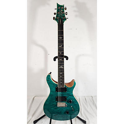 PRS Used PRS SE Custom 24 Special Edition Quilted Turquoise Solid Body Electric Guitar