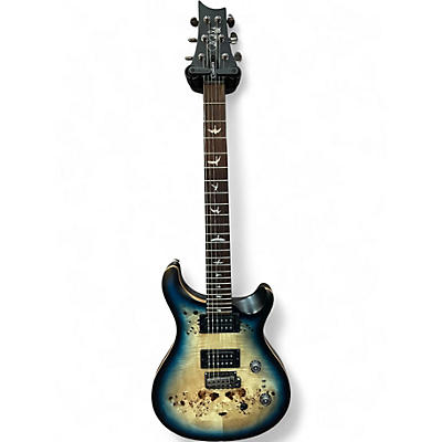 Used PRS SE EXOTIC CUSTOM 24-08 POPLAR BURL LAKE BLUE MIDNIGHT BURST Solid Body Electric Guitar