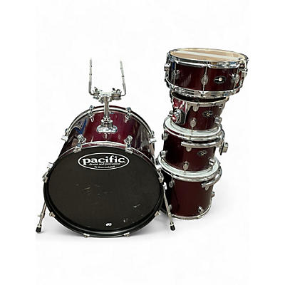 Used Pacific 5 Piece DRUM SET Candy Apple Red Drum Kit
