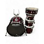 Used Pacific 5 Piece DRUM SET Candy Apple Red Drum Kit Candy Apple Red