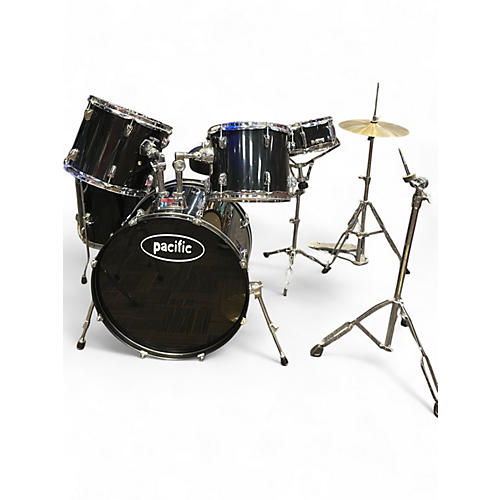 Used Pacific 5 Piece Drum Kit Black Drum Kit Black