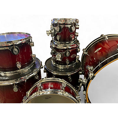 Used Pdp 7 Piece ALL-MAPLE X7 SERIES RUBY RED SPARKLE Drum Kit