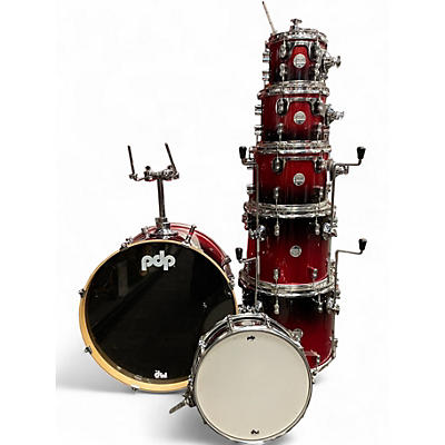 Used Pdp 7 Piece CONCEPT MAPLE Red to Black Fade Drum Kit